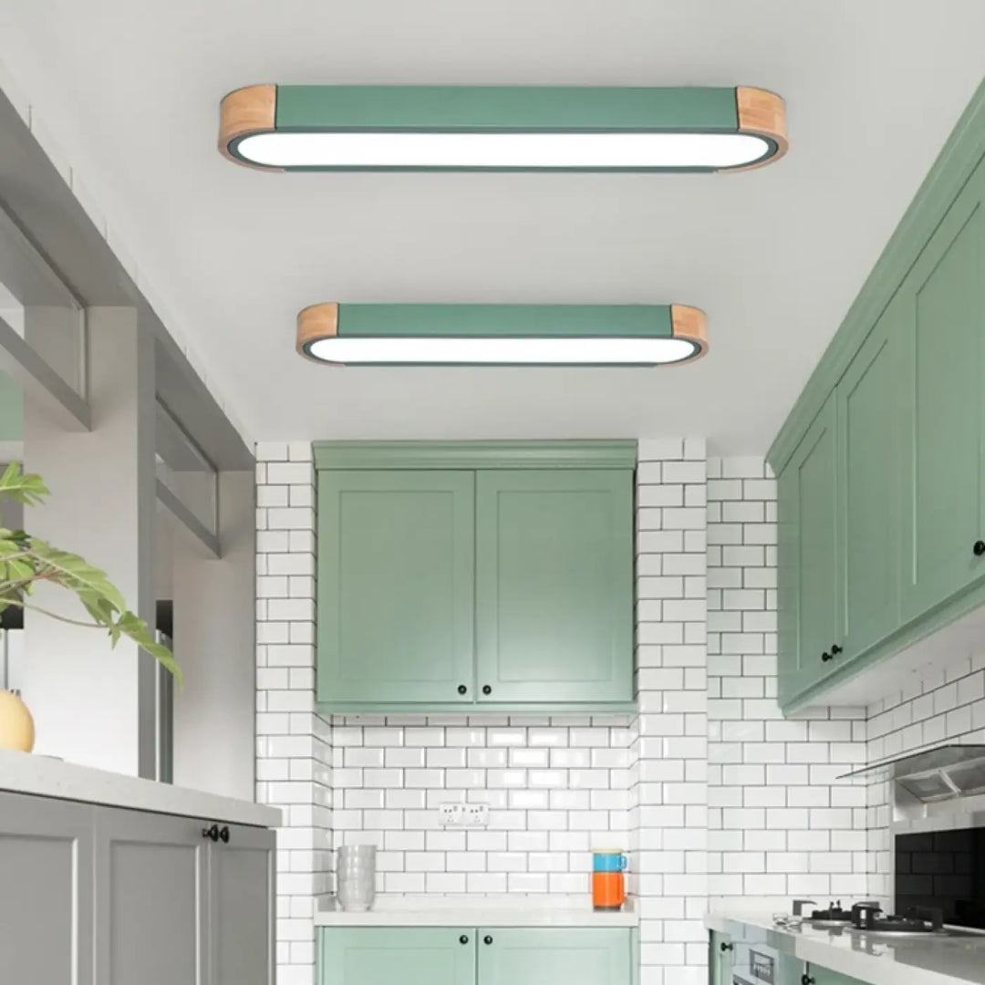 Suspension luminaire bois et verre design contemporain