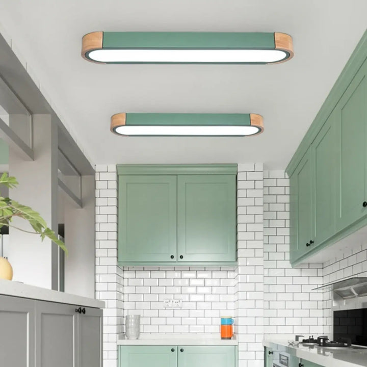 Suspension luminaire bois et verre design contemporain