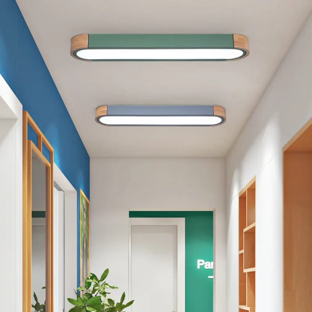 Suspension luminaire bois et verre design contemporain
