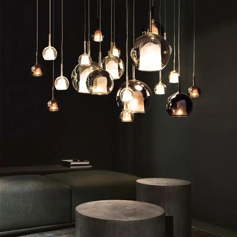 Suspension Luminaire En Boule De Verre Teinté