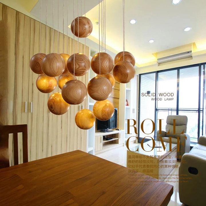 Lámpara de madera nórdica moderna, lámpara colgante LED para comedor, muebles, decoración del hogar, sala de estar, villa, hotel, luces colgantes