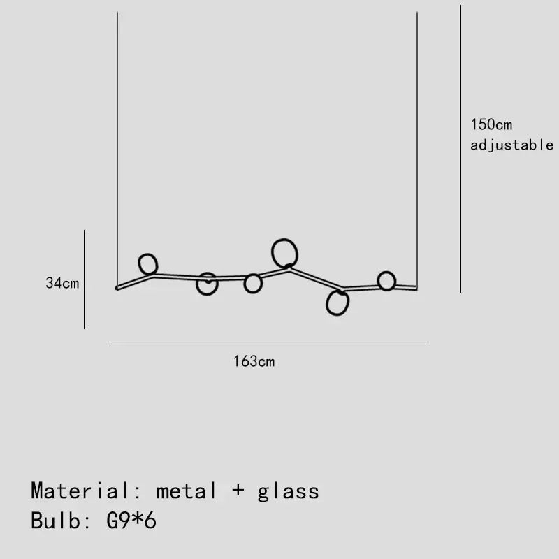 Suspension luminaire branche avec boules blanches moderne