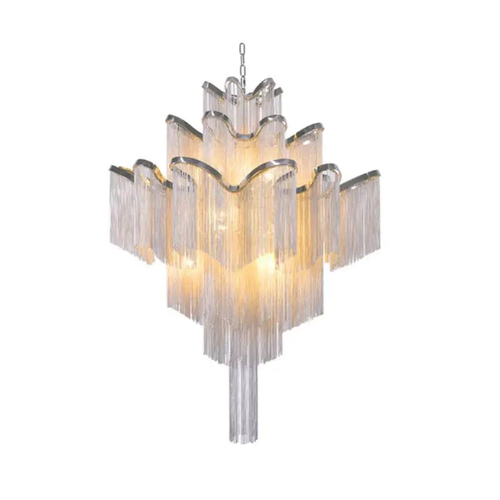 Suspension luminaire cascade chaînettes métalliques style art déco