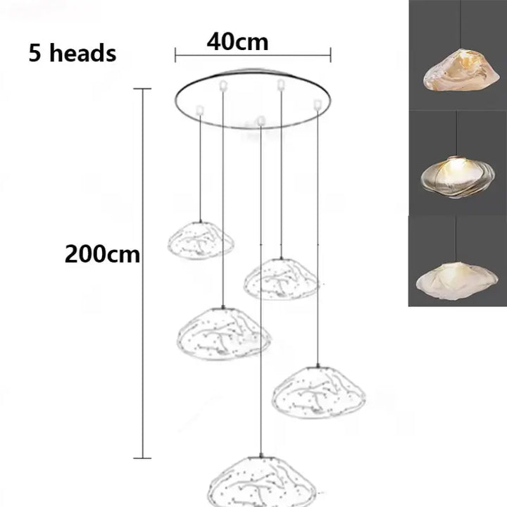 Suspension luminaire cascade en verre organique moderne