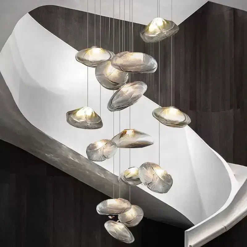 Suspension luminaire cascade en verre organique moderne