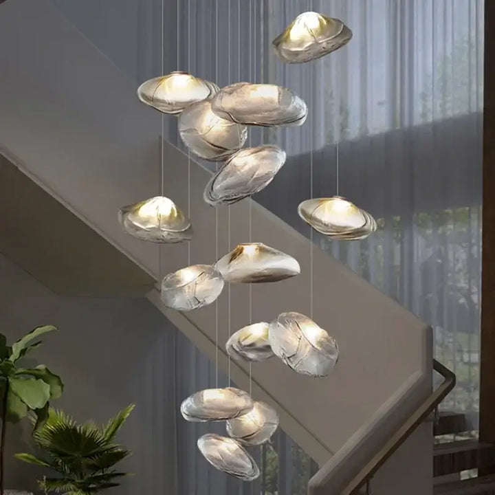 Suspension luminaire cascade en verre organique moderne