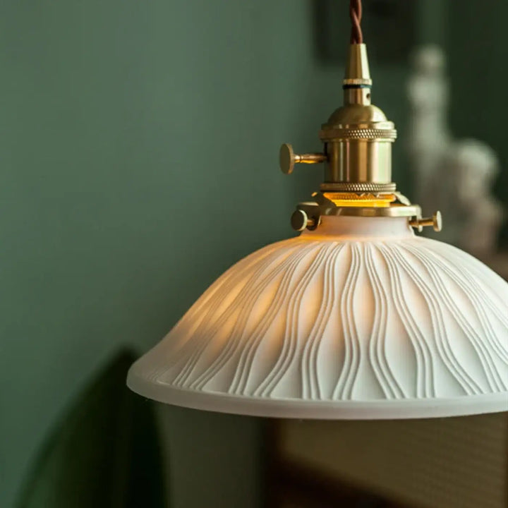 Suspension luminaire en céramique design vintage blanc