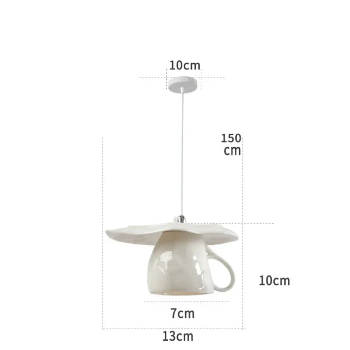 Suspension luminaire en céramique blanche forme de tasse à thé inversée avec style intemporel pour une décoration élégante