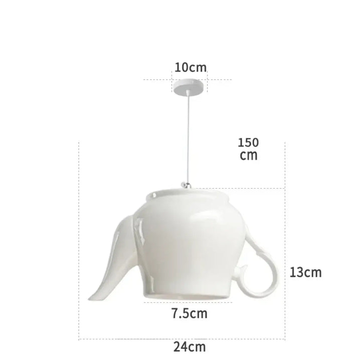 Suspension luminaire en céramique blanche en forme de théière pour un style intemporel et élégant