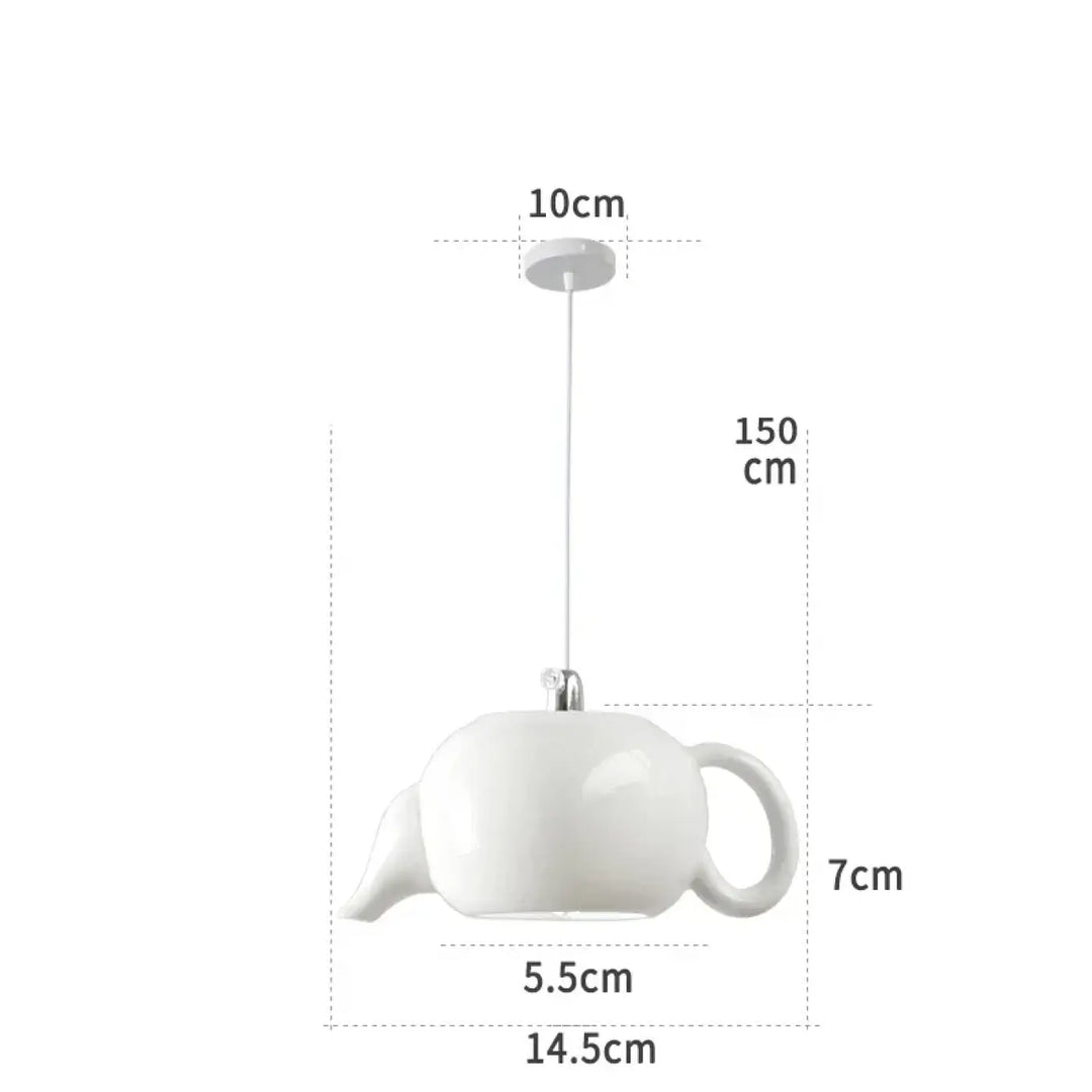 Suspension luminaire en céramique blanche en forme de théière avec un style intemporel pour un éclairage élégant