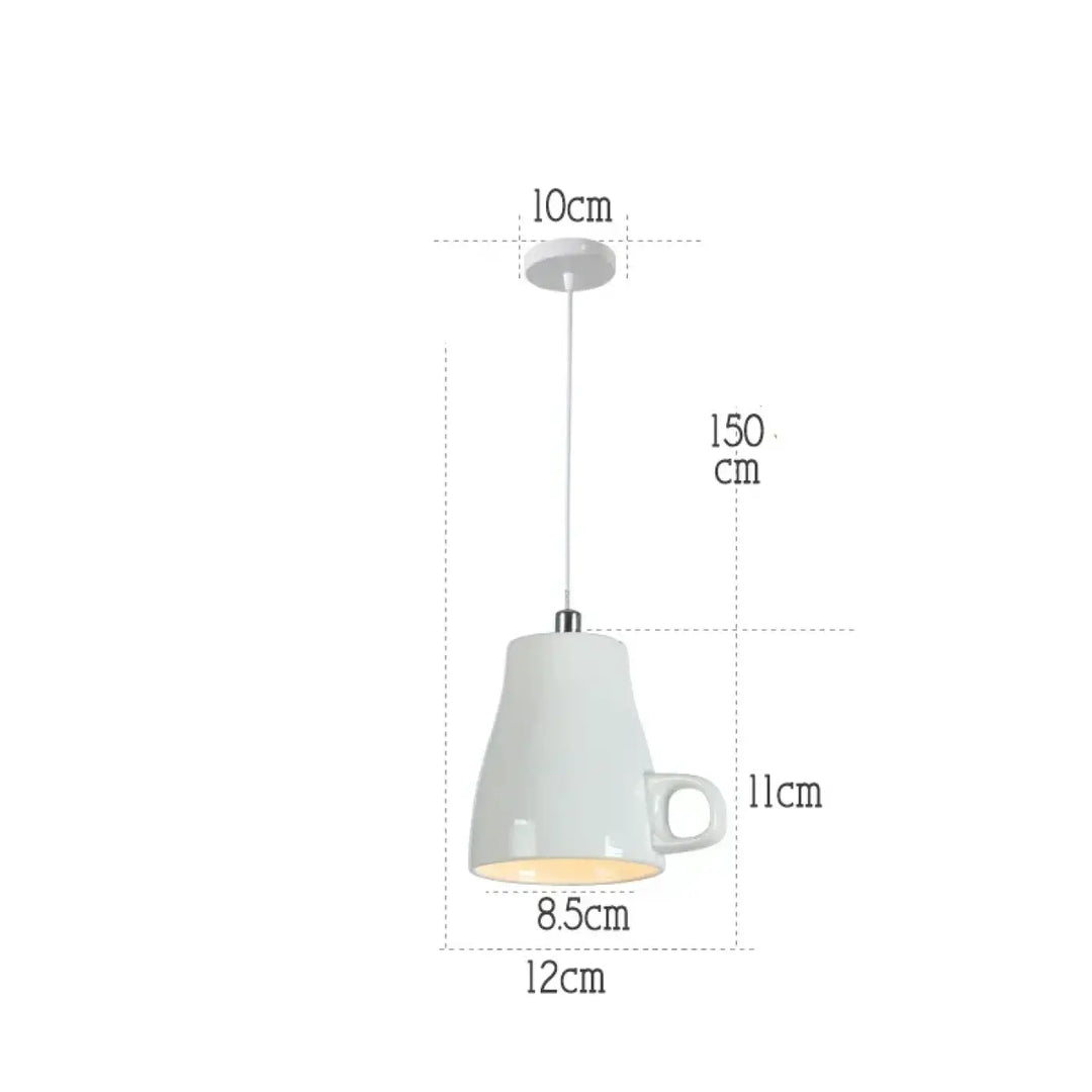 Suspension luminaire ceramica en céramique blanche en forme de tasse à café avec anse design style intemporel