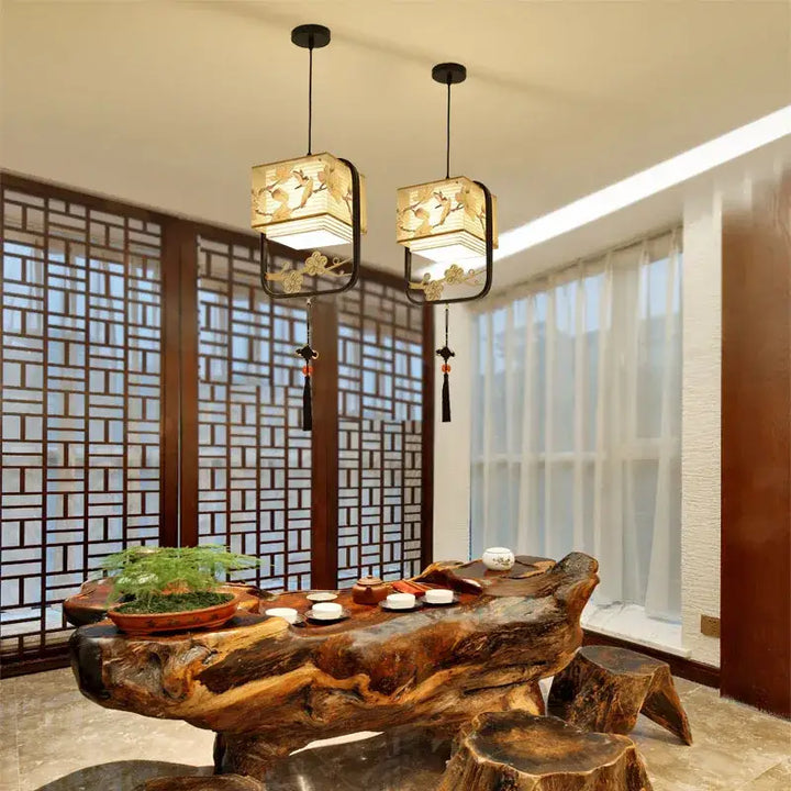 Suspension Luminaire Chinoise Au Design Traditionnel Pour Entrée