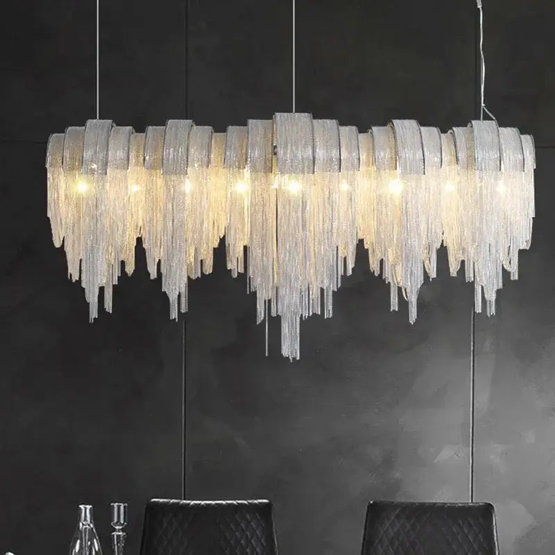 Suspension luminaire chromée de luxe pour salon moderne