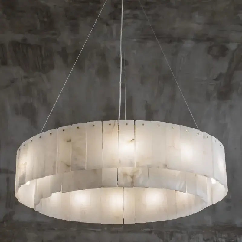 Suspension luminaire circulaire effet marbre suspendu chic

