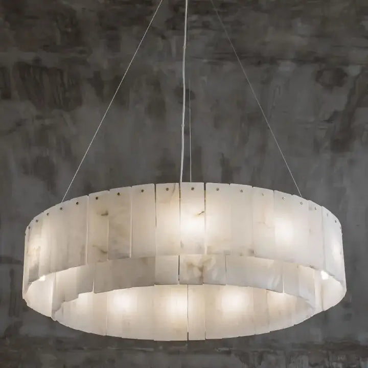 Suspension luminaire circulaire effet marbre suspendu chic

