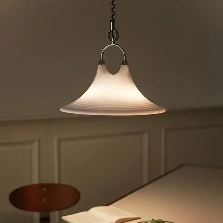 Suspension luminaire contemporain orange et blanc strié moderne
