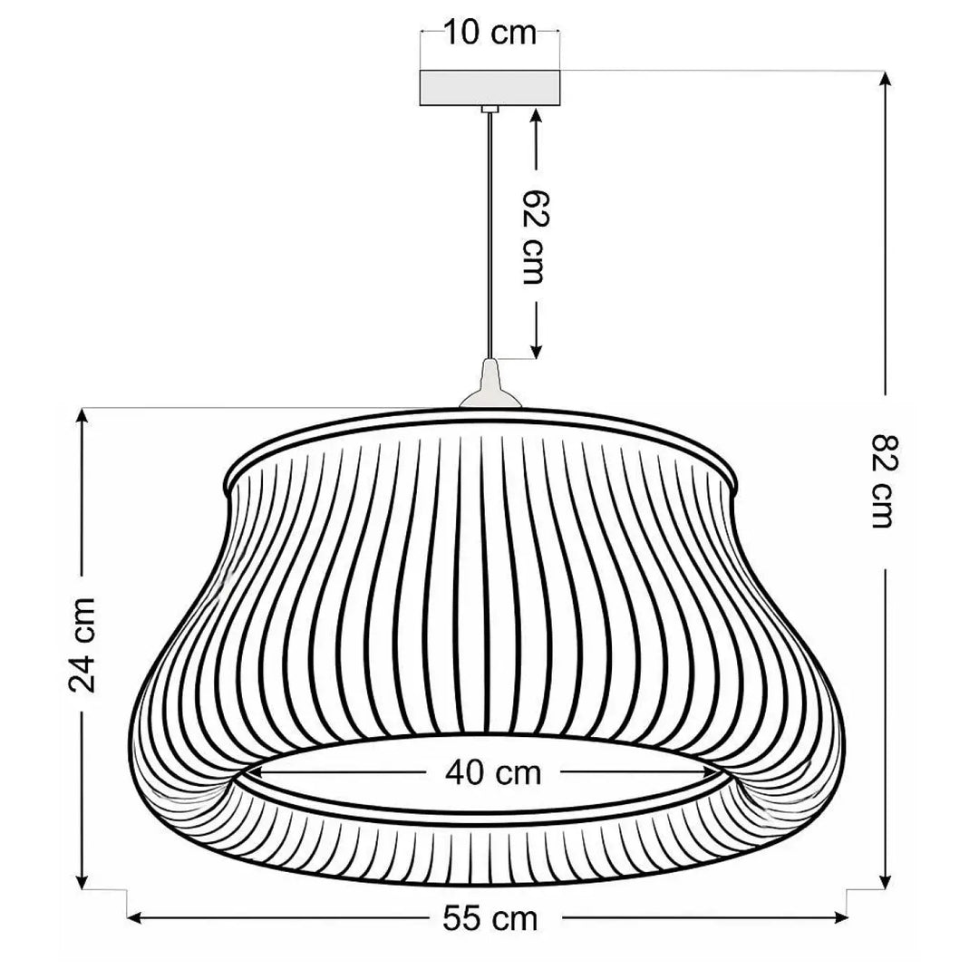 Suspension luminaire oblo en crème avec design côtelé moderne et finition métallique pour un éclairage élégant