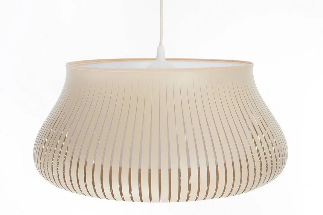 Suspension luminaire oblo crème en papier plissé beige avec un design moderne pour un éclairage élégant