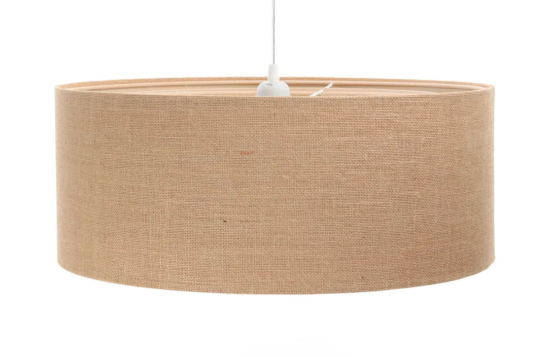Suspension luminaire duo boho beige en tissu tressé texturé pour une ambiance bohème chic crème