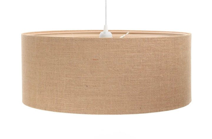 Suspension luminaire duo boho beige en tissu tressé texturé pour une ambiance bohème chic crème