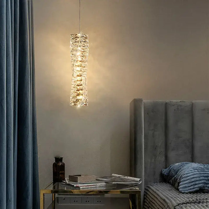 Suspension Luminaire Cristal Rectangulaire Brillant Chic Doré
