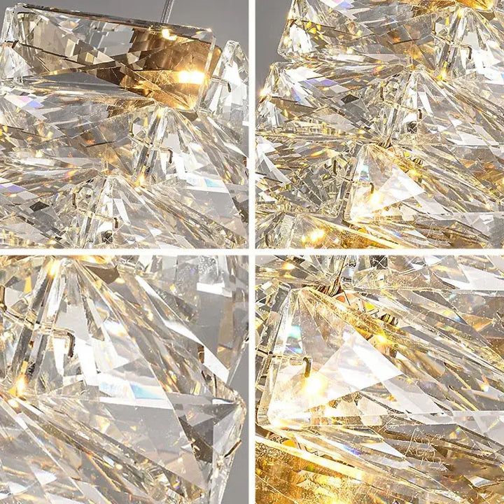 Suspension Luminaire Cristal Rectangulaire Brillant Chic Doré