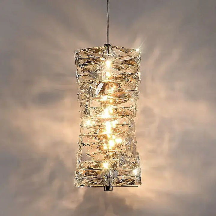 Suspension Luminaire Cristal Rectangulaire Brillant Chic Doré