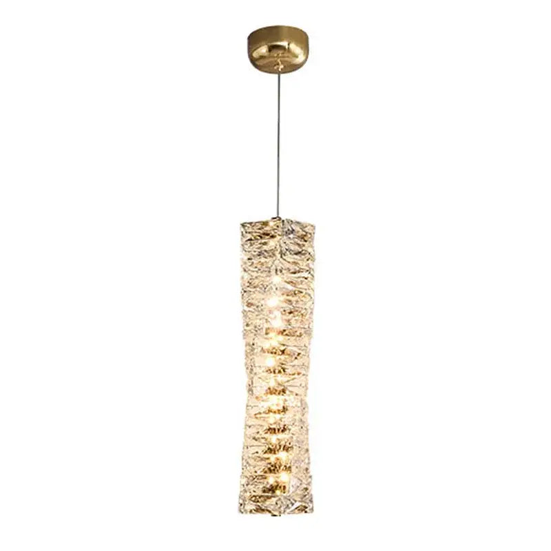 Suspension Luminaire Cristal Rectangulaire Brillant Chic Doré