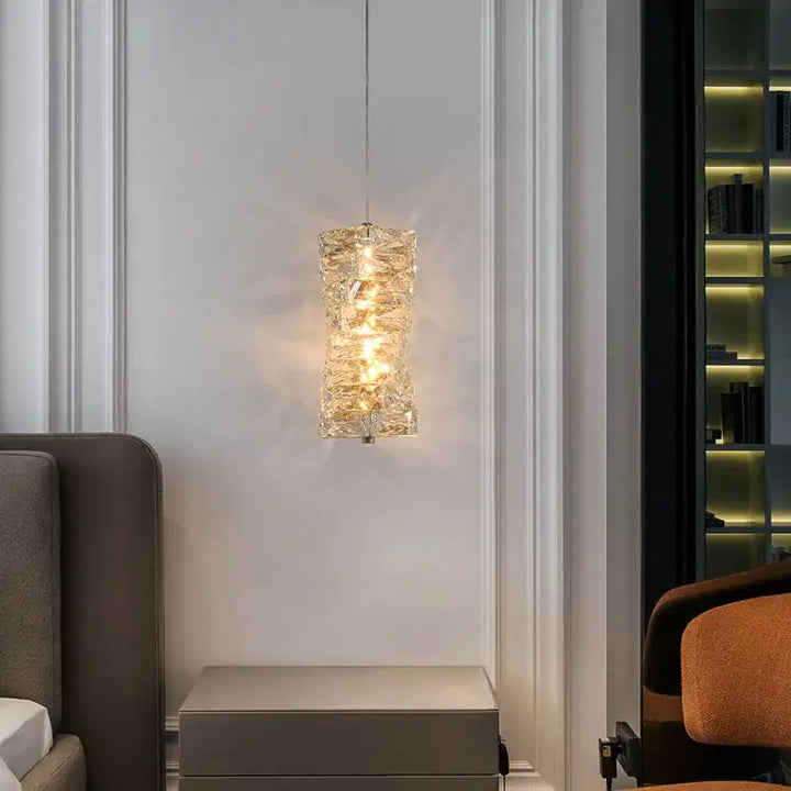 Suspension Luminaire Cristal Rectangulaire Brillant Chic Doré