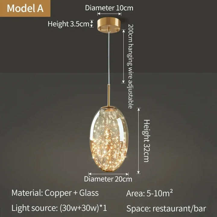 Suspension cuivre et verre moderne doré style contemporain