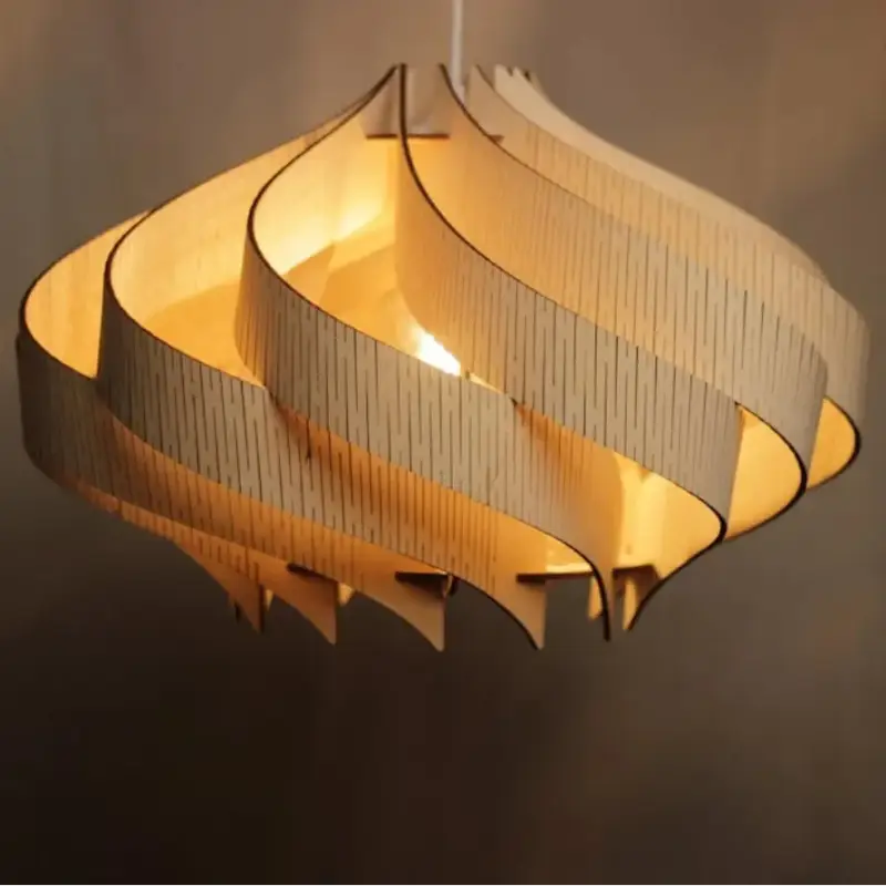 Suspension luminaire design bois effet vagues élégant