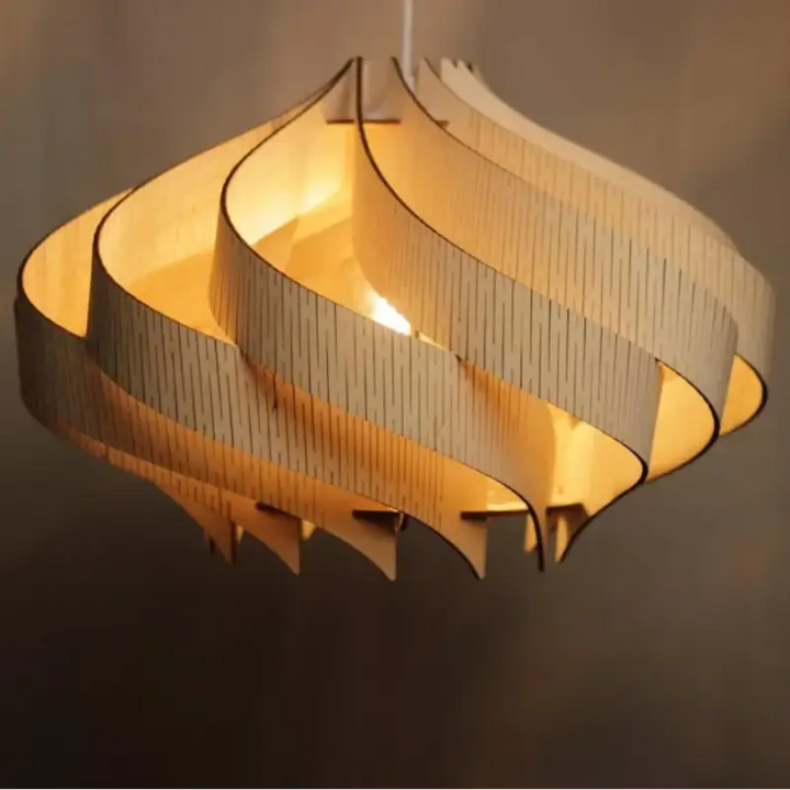 Suspension luminaire design bois effet vagues élégant