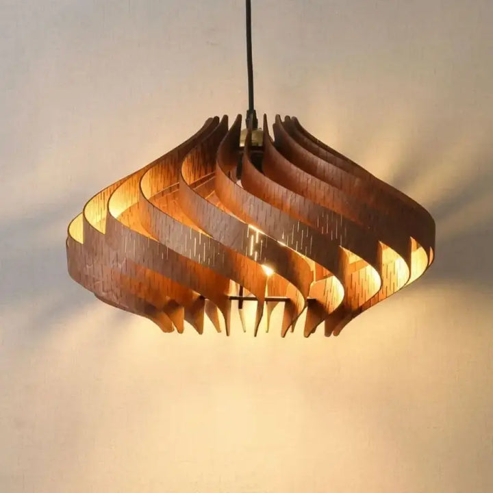 Suspension luminaire design bois effet vagues élégant