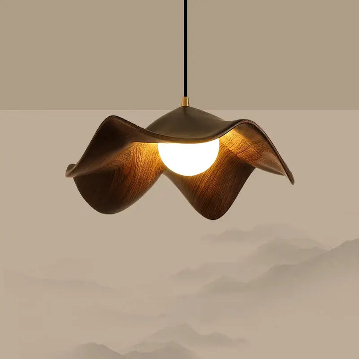 Suspension luminaire design en bois ondulé moderne noir ou blanc