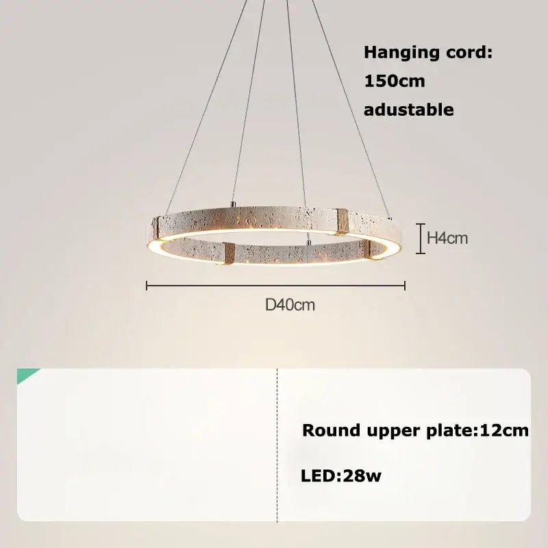 Suspension design circulaire led style travertin elegance