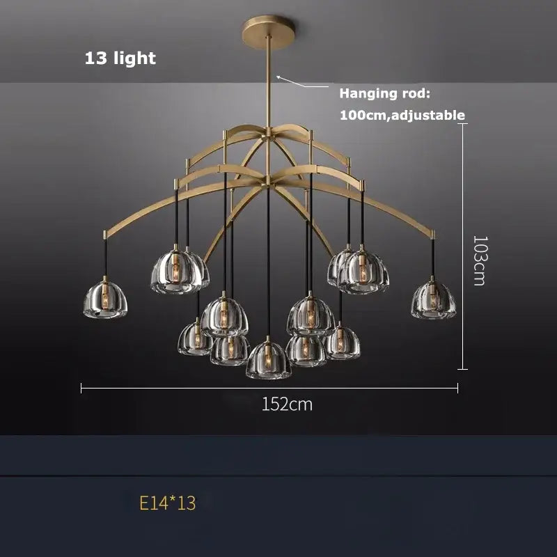 Suspension design en cloches de verre fumé clair chic