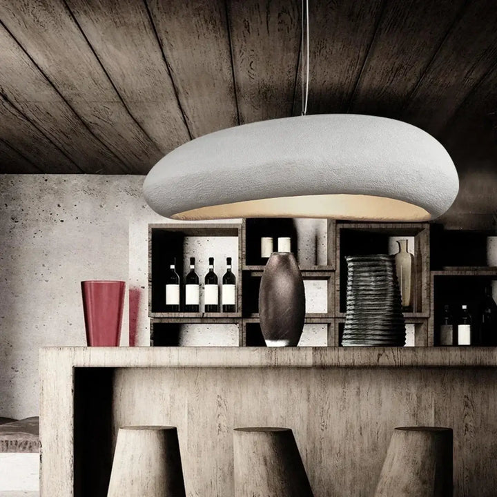 Suspension luminaire design contemporain effet pierre naturel