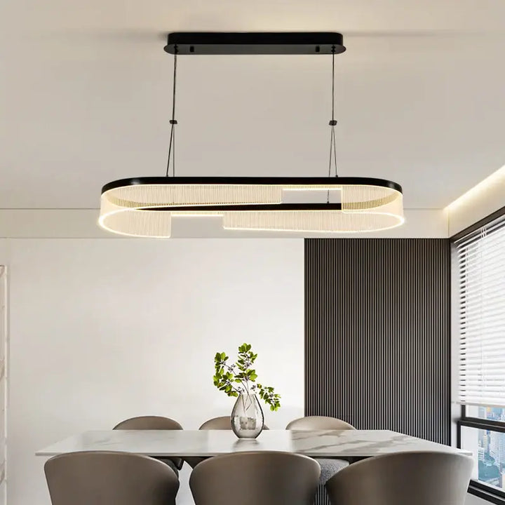 Suspension luminaire noire design contemporain led élégant