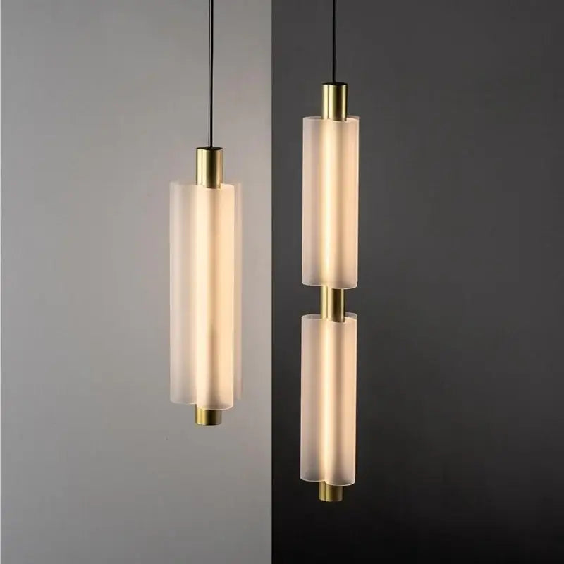 Suspension Luminaire Design Contemporaine Cylindre Verre Blanc