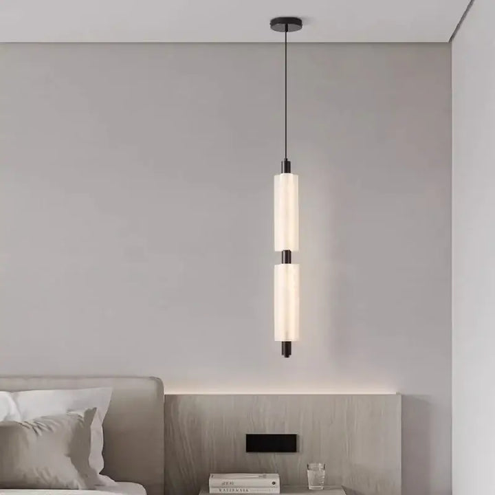 Suspension Luminaire Design Contemporaine Cylindre Verre Blanc