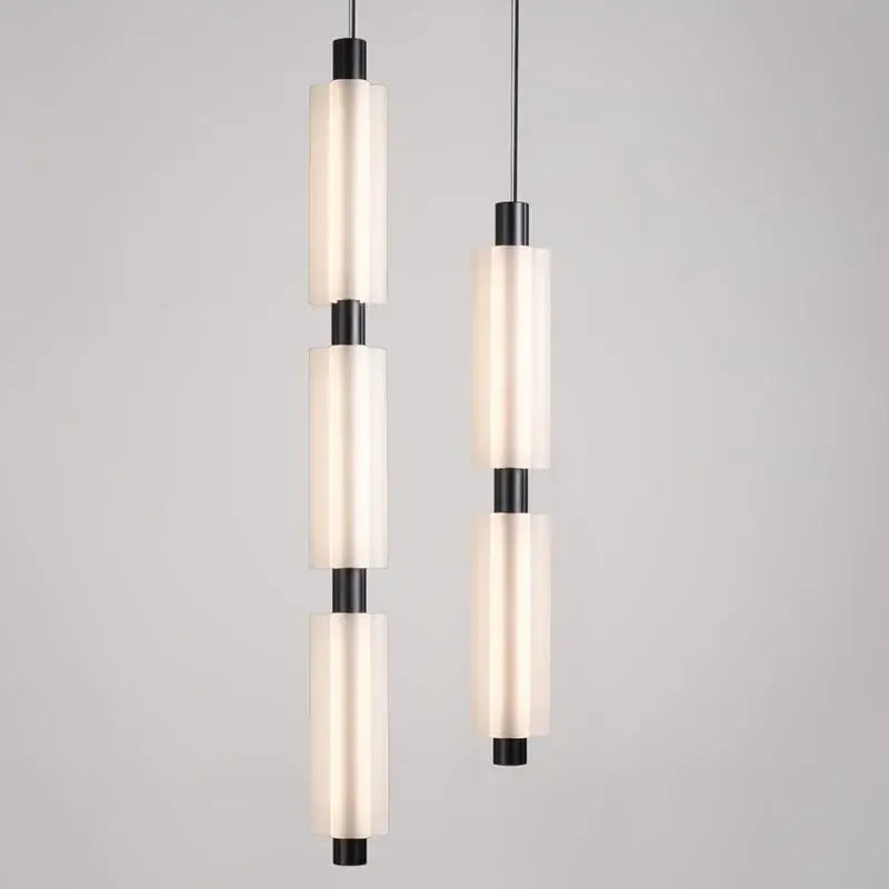 Suspension Luminaire Design Contemporaine Cylindre Verre Blanc