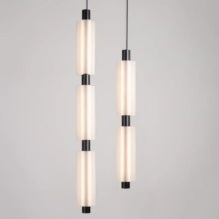 Suspension Luminaire Design Contemporaine Cylindre Verre Blanc