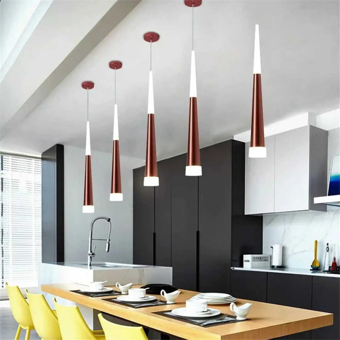 Modern copper and white tapered pendant suspension luminaire design from dartel for stylish interior lighting