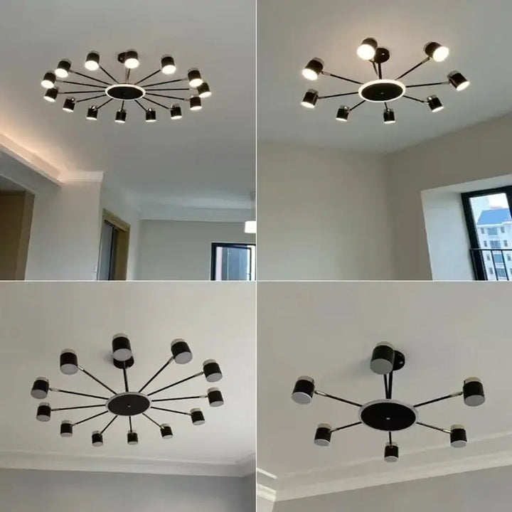 Suspension luminaire design élégant en métal noir et doré