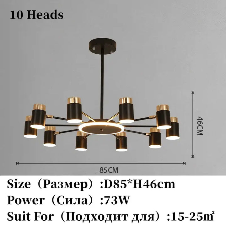 Suspension luminaire design élégant en métal noir et doré