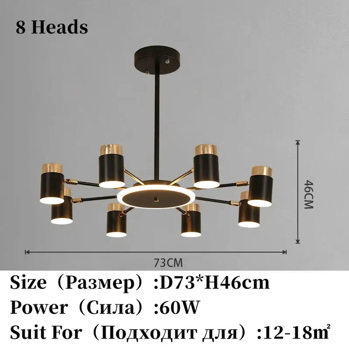 Suspension luminaire design élégant en métal noir et doré