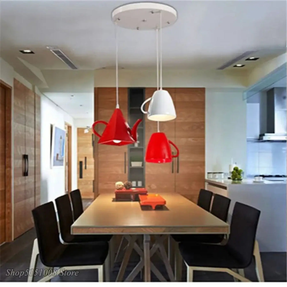 Suspension luminaire aroma design luminaire en céramique rouge et blanc en forme de théière avec touche d originalité