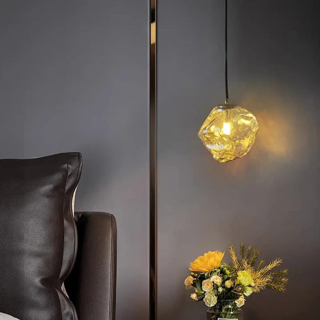 Suspension Luminaire Design Glaçon en Verre Transparent
