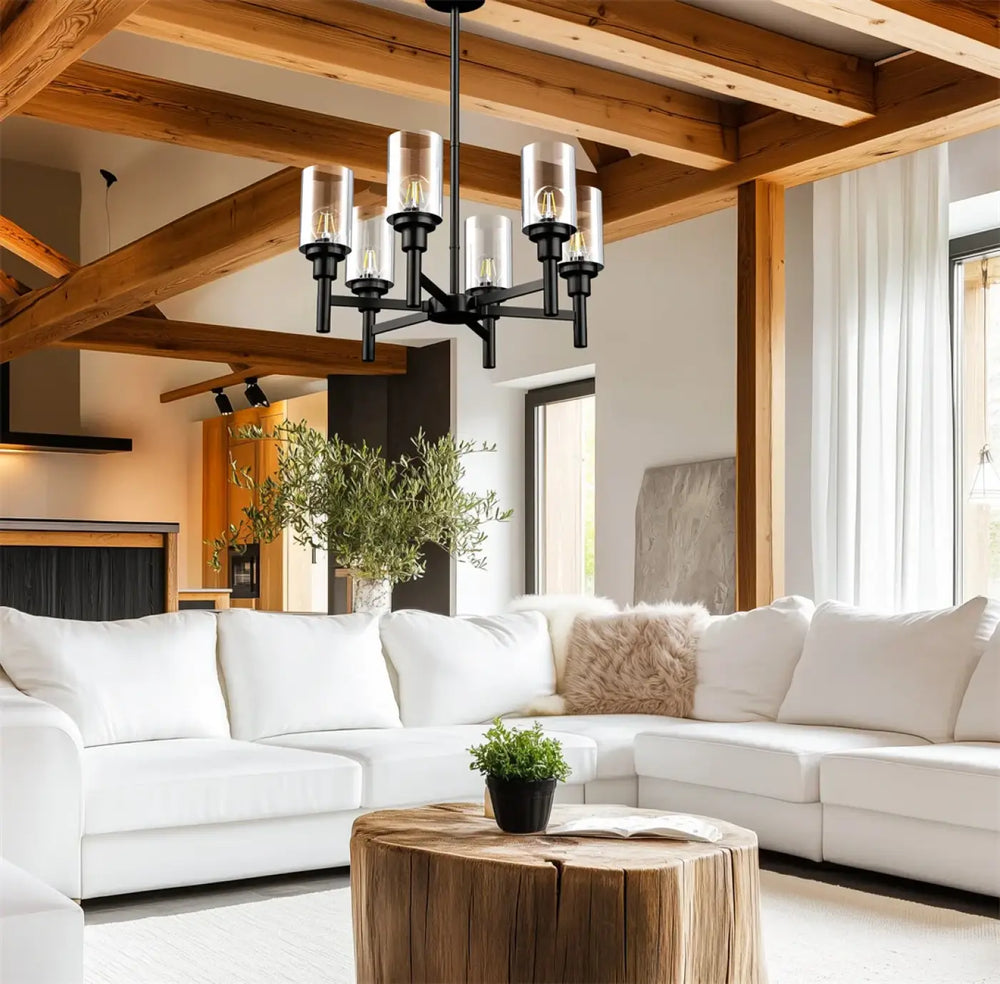 Suspension luminaire design industriel en verre et en métal noir chic