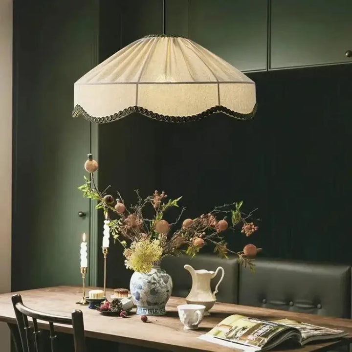 Suspension luminaire design japonais en tissu blanc style zen